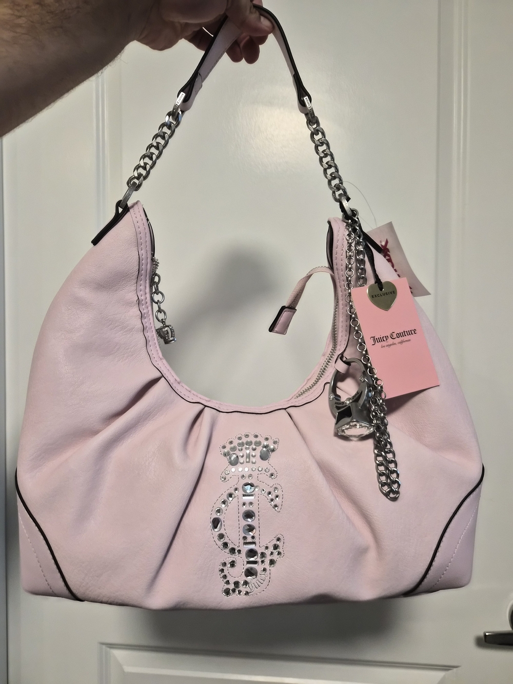 Juicy Couture Pink Rhinestone Logo Hobo Bag - Picture 6 of 6